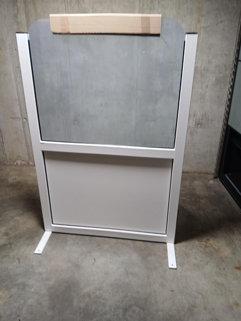 Terras windscherm wit met glas. 100 op 150 cm., Tuin en Terras, Ophalen