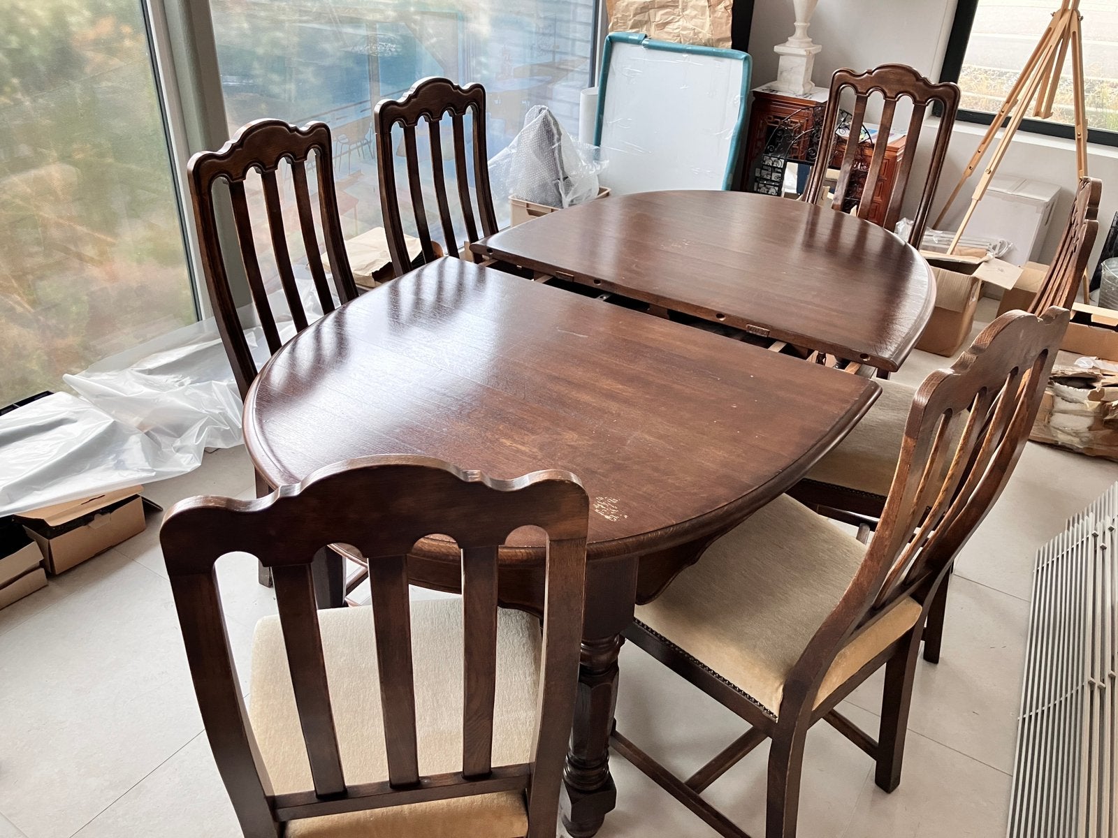 Table ovale en chêne massif et ses 6 chaises, Enlèvement, Utilisé, Authentique, 6 à 8 chaises