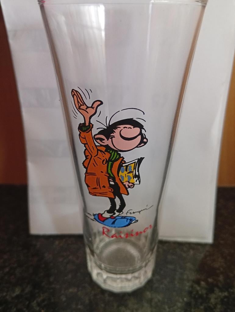 Rarissime : Verre Gaston (Pub. Raisinor -1968)., Enlèvement ou Envoi, Gaston ou Spirou, Neuf, Ustensile