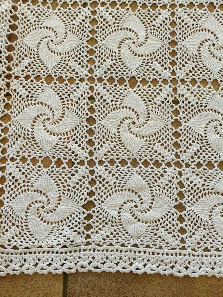 Retro gehaakte (handwerk) bedsprei, Ophalen, Wit, Tweepersoons, Deken of Dekbed