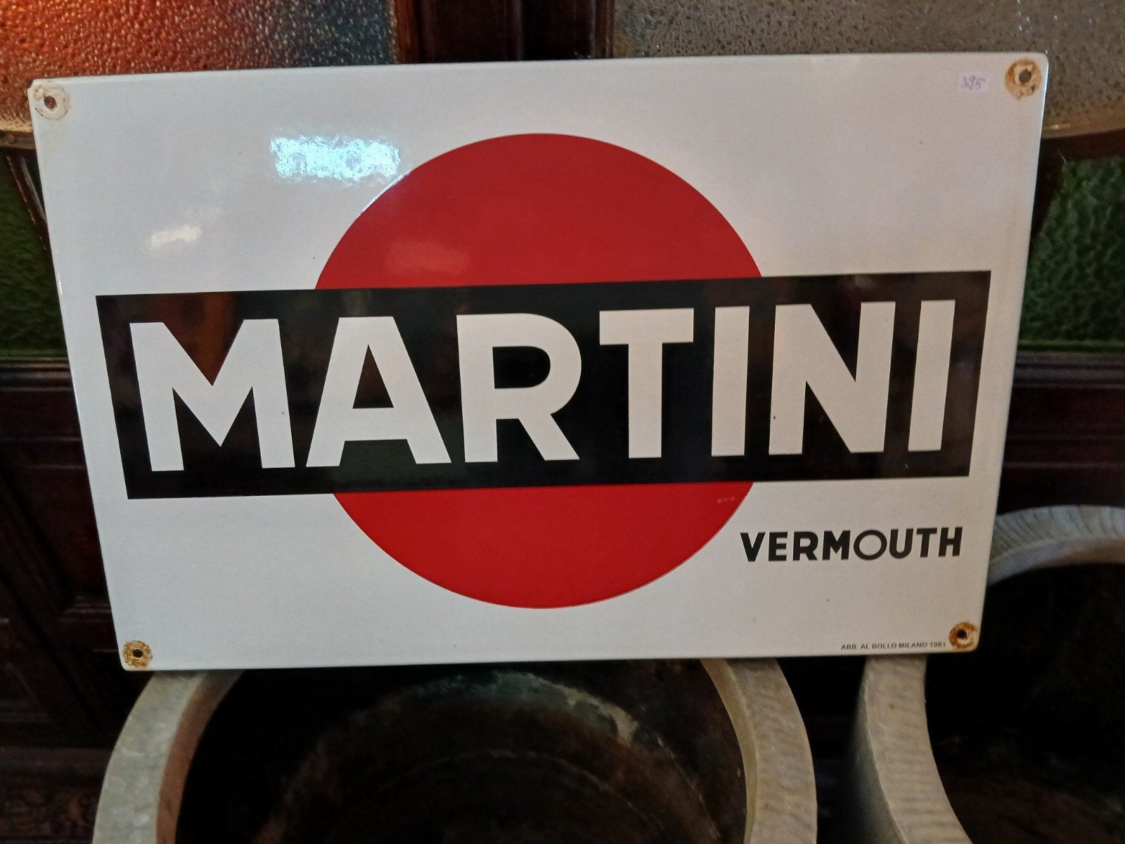 Origineel Italiaans Martini emaillebord, Ophalen of Verzenden, Gebruikt, Reclamebord