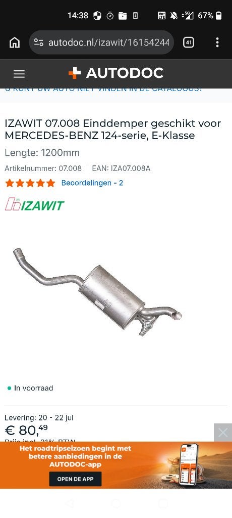 Silencieux d'échappement Mercedes W124, Enlèvement