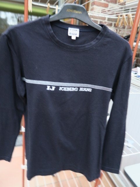 T-shirt nieuw donkerblauw tekst Iceberg Jeans mt 44, Enlèvement ou Envoi, Manches longues, Bleu, Iceberg Jeans