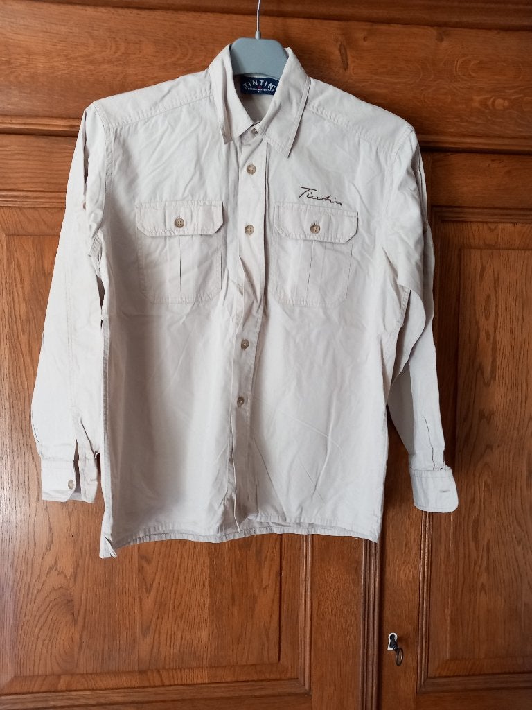TINTIN - chemise coton - beige - L.M. - taille 12 ans, Garçon, Chemise ou À manches longues, Comme neuf, Tintin