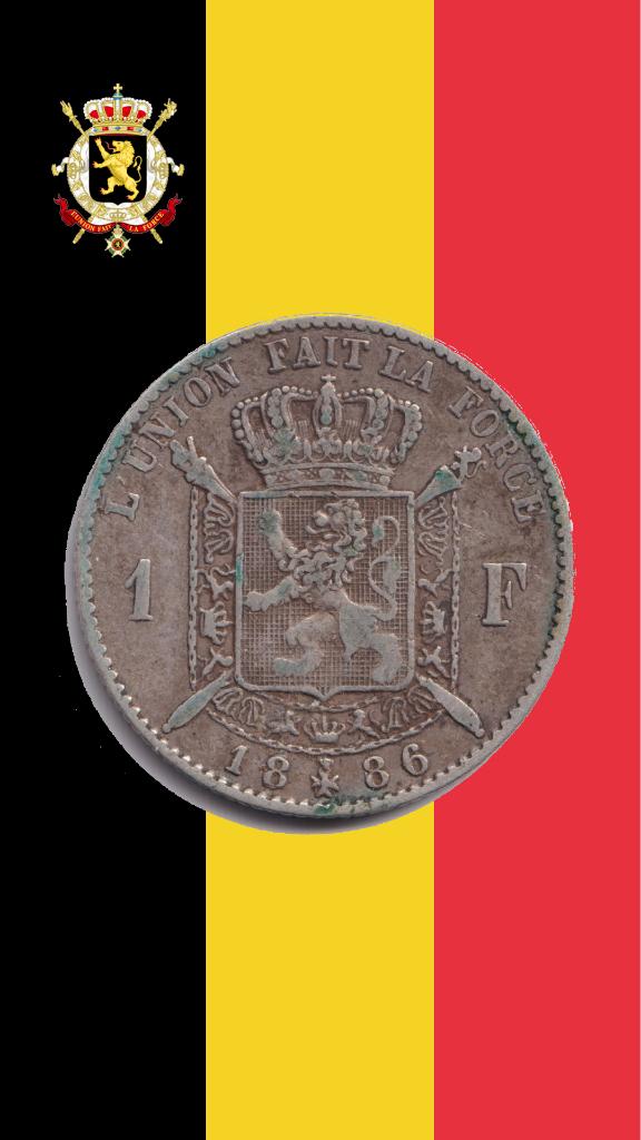 1 frank 1886 FR (2de 8 over 6) - Leopold II, Verzenden, Zilver, Losse munt, Zilver