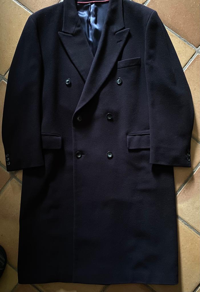 Wollen herenmantel, Ophalen, Zo goed als nieuw, Overige maten, Blauw