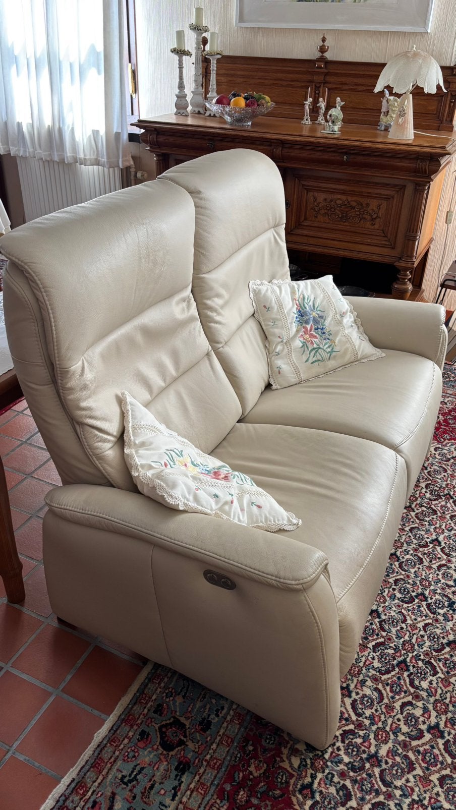 Lederen tweezit ( relaxen), Huis en Inrichting, Ophalen, Tweepersoons, Leer, Zo goed als nieuw