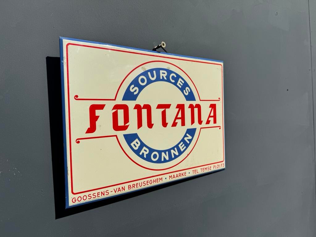 Ancien panneau publicitaire Fontana Bronnen, Collections, Enlèvement ou Envoi, Utilisé, Panneau publicitaire