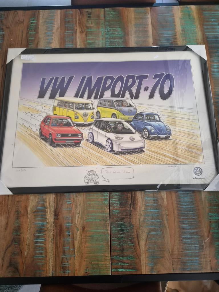 VW import 70 affiche met origineel gesigneerd, Ophalen