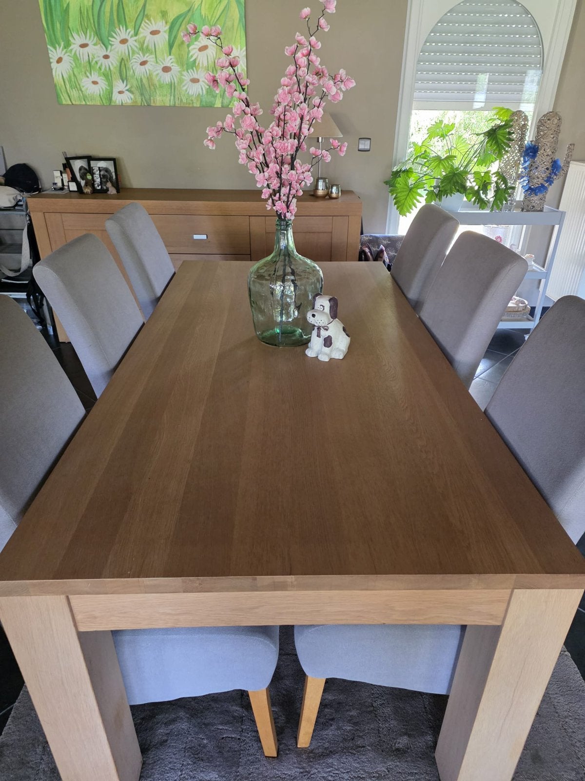 Eetkamer tafel en 6 stoelen, Ophalen, Gebruikt, 6 tot 8 stoelen