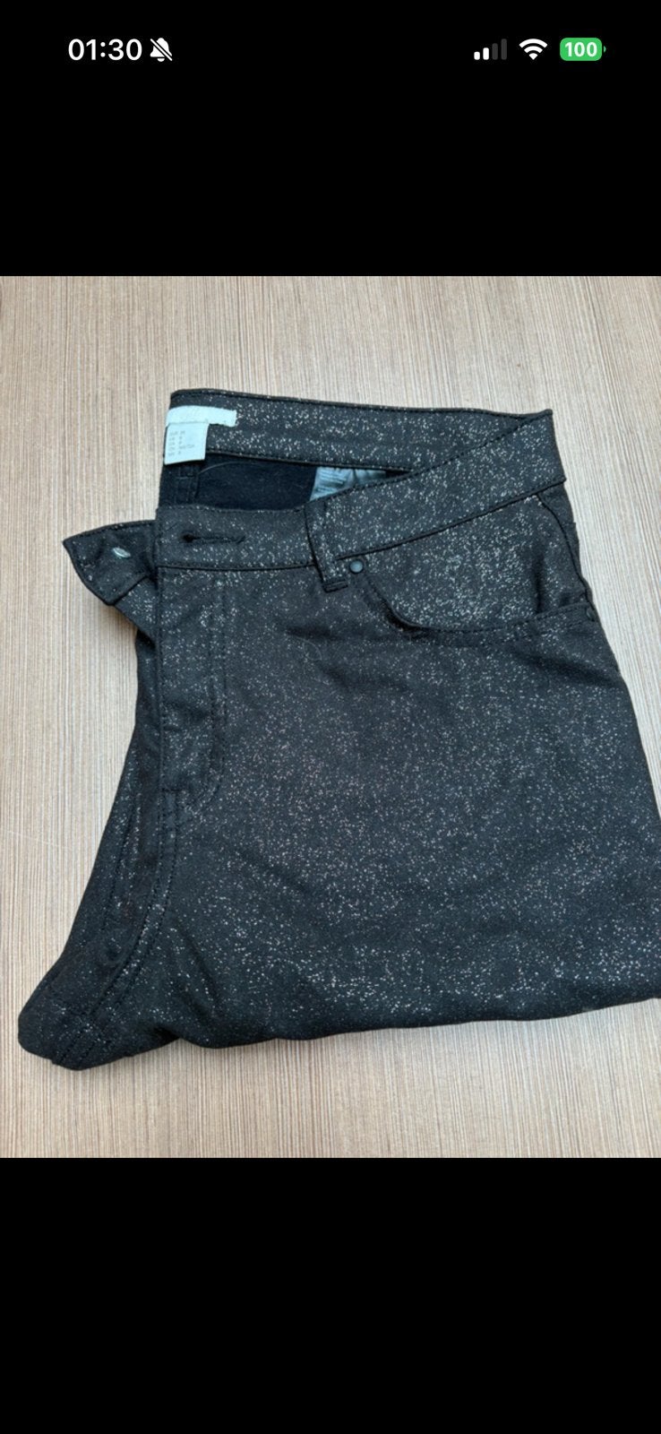 Bruine broek met glitters, Ophalen, Zo goed als nieuw, Maat 42/44 (L)