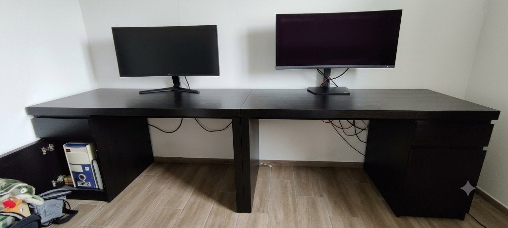 2 Bureaux IKEA Malm Noir (Possibilité vente à l'unité), Maison & Meubles, Bureaux, 65 cm, Bureau duo, Comme neuf, 140 cm