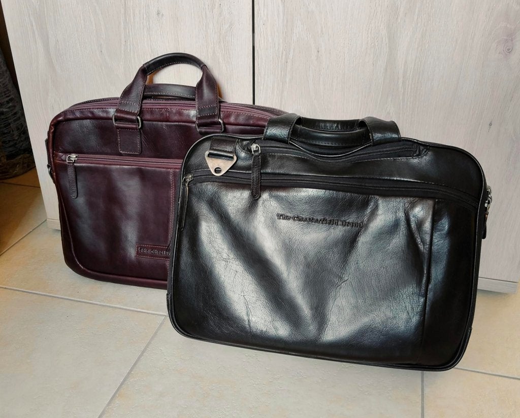 Chesterfield lederen laptop-/schooltassen, Ophalen, Zwart, Overige typen, 40 tot 50 cm