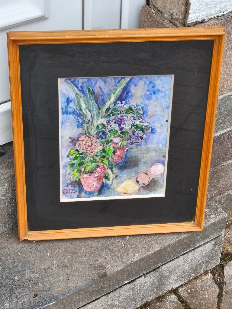 Aquarelle signe Anne dabin, Antiek en Kunst, Kunst | Schilderijen | Klassiek, Ophalen of Verzenden, Aquarel