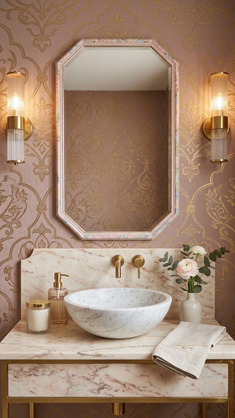Miroir mural vintage/shabby chic avec cadre en bois, Enlèvement ou Envoi, Moins de 100 cm, Rond, Utilisé