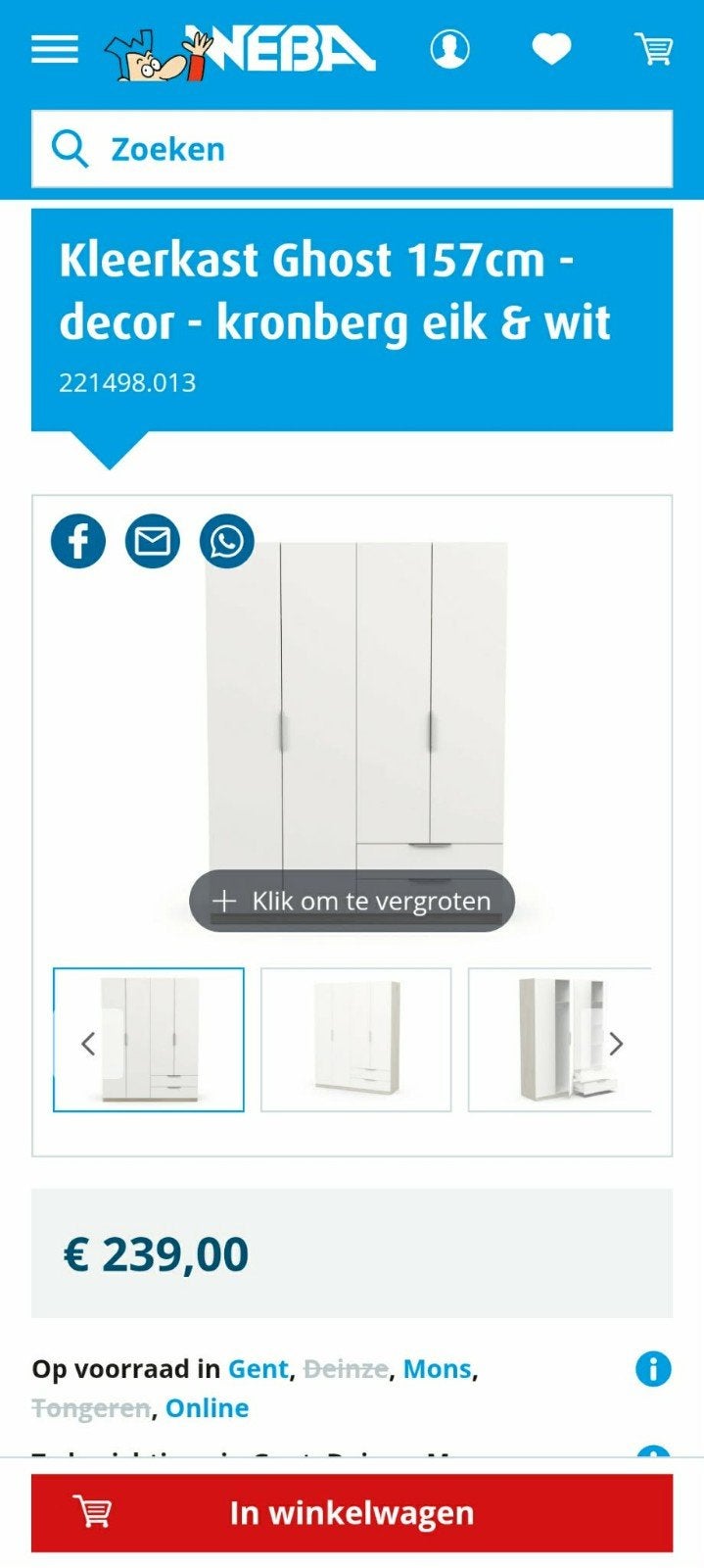 Kleerkast van weba, Ophalen