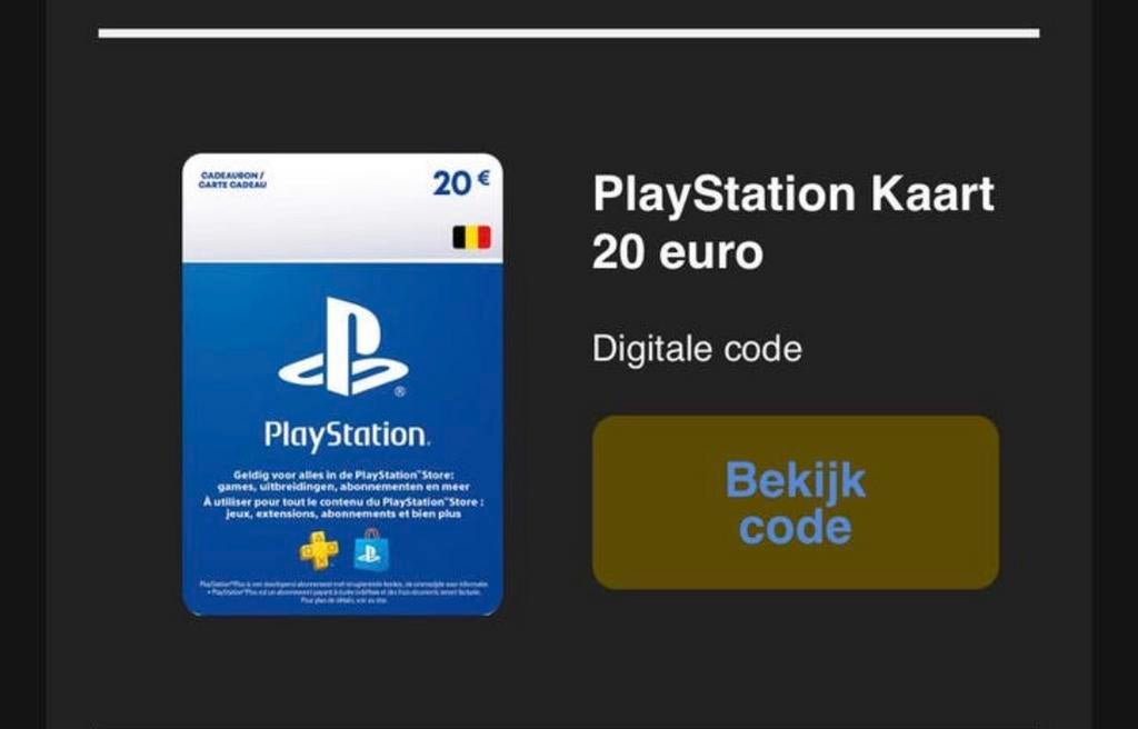 PlayStation kaart ter waarde van 20€, Games en Spelcomputers, Ophalen