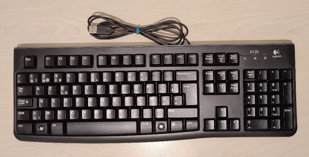 Clavier LOGITECH K120 AZERTY USB Pavé numérique Filaire, Logitech G, Azerty, Comme neuf, Enlèvement