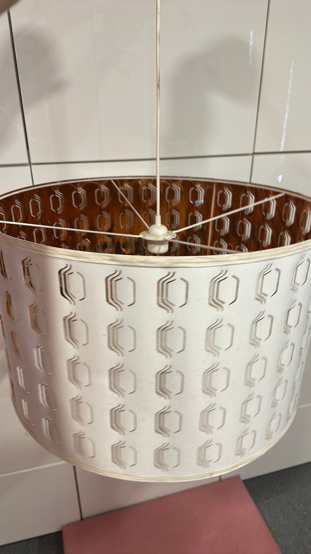 Ikea Nyma lampenkap wit met koperkleurige binnenkant, Huis en Inrichting, Lampen | Lampenkappen, Ophalen, Zo goed als nieuw, Wit