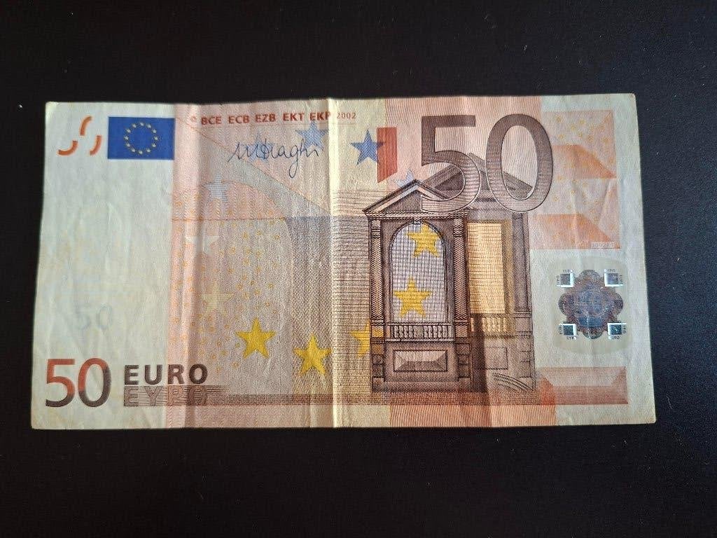 2002 Italië 50 euro oude serie Draghi code J092, Postzegels en Munten, Bankbiljetten | Europa | Eurobiljetten, Los biljet, Italië