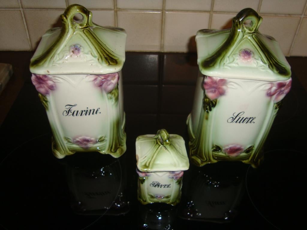 Set Art Nouveau kruidenpotten., Antiek en Kunst, Ophalen