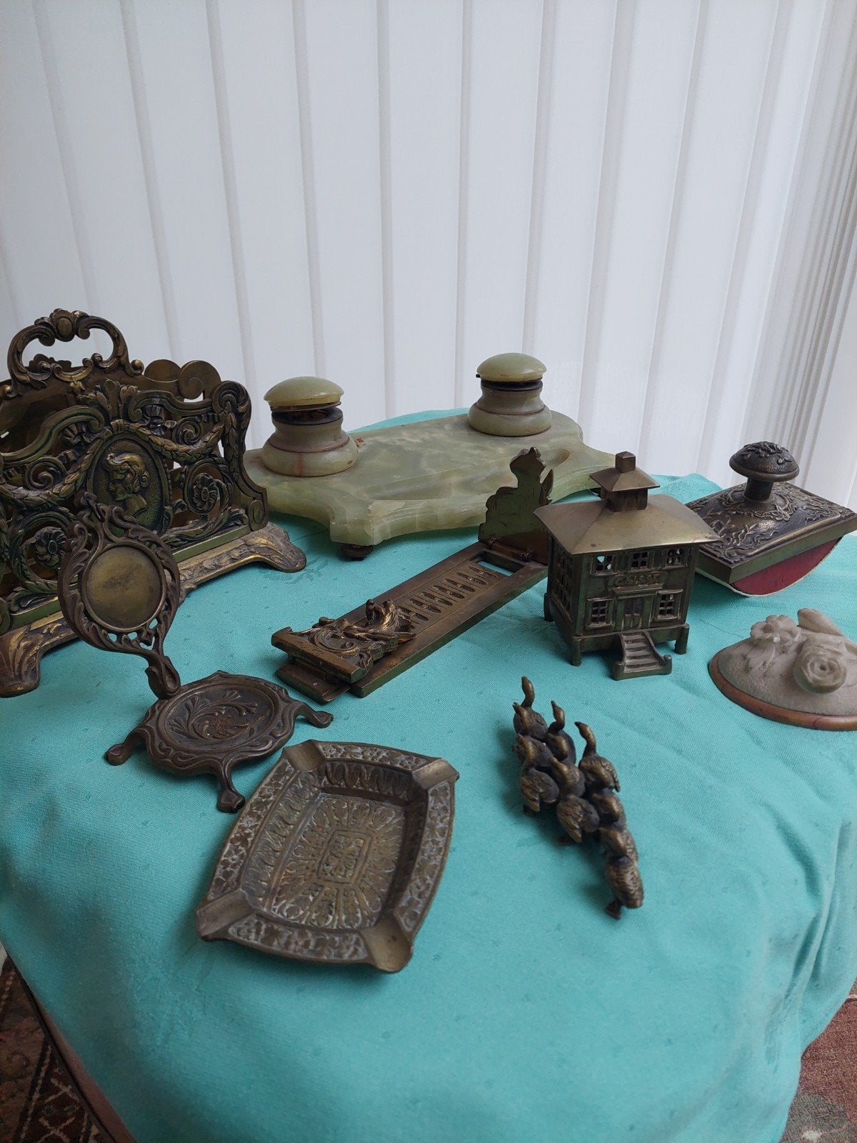 Nécessaire bureau Art Nouveau bronze, début XXe siècle., Antiquités & Art, Enlèvement
