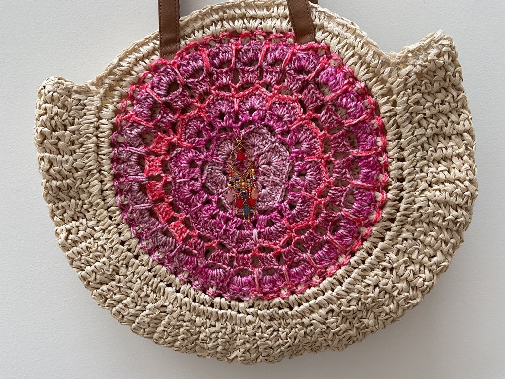 Sac/panier, mandala. Fabriqué à la main par Anne. Nouveau, Envoi, Neuf, Rose, Autres marques