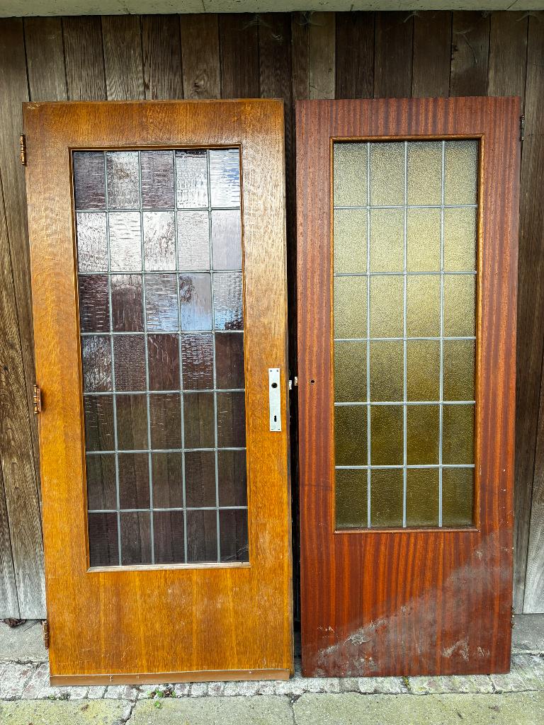 Massieve binnendeuren met loodglas, Doe-het-zelf en Bouw, Ophalen, Gebruikt, Glas, Binnendeur
