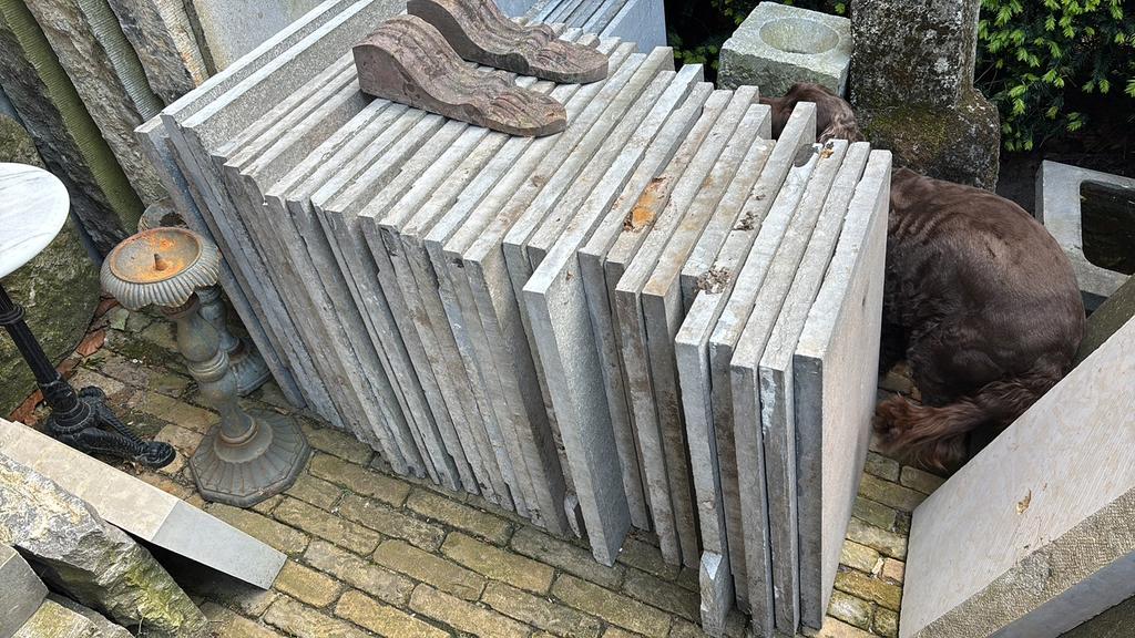 Lot van 10m gebrande belgische blauwe hardsteen 3 dik., Enlèvement, Utilisé
