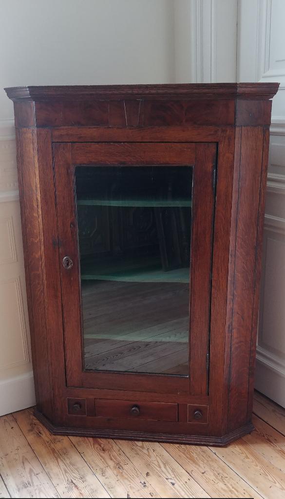 Armoire d'angle murale chêne acajou britannique 19e siècle, Enlèvement