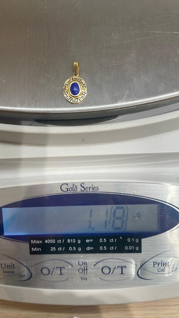 Gouden hanger lapis lazuli, Verzenden, Zo goed als nieuw, Geel