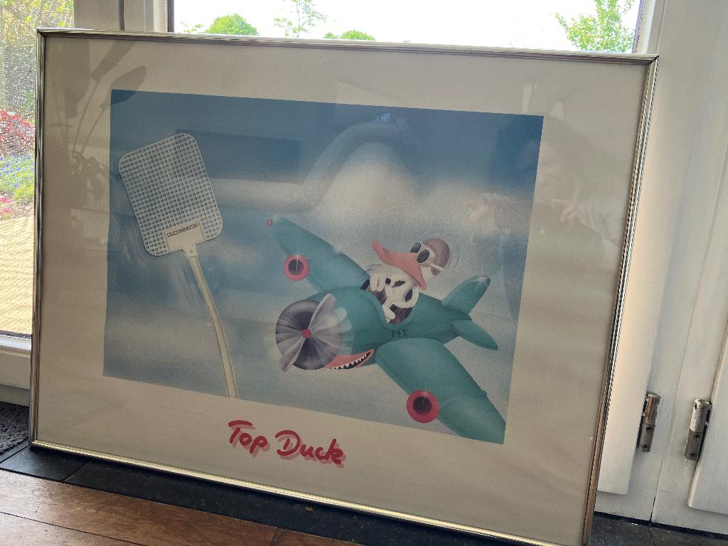 Leuke Duck poster / zeefdruk ingelijst, Ophalen, Met lijst, Deurposter of groter, Rechthoekig Liggend