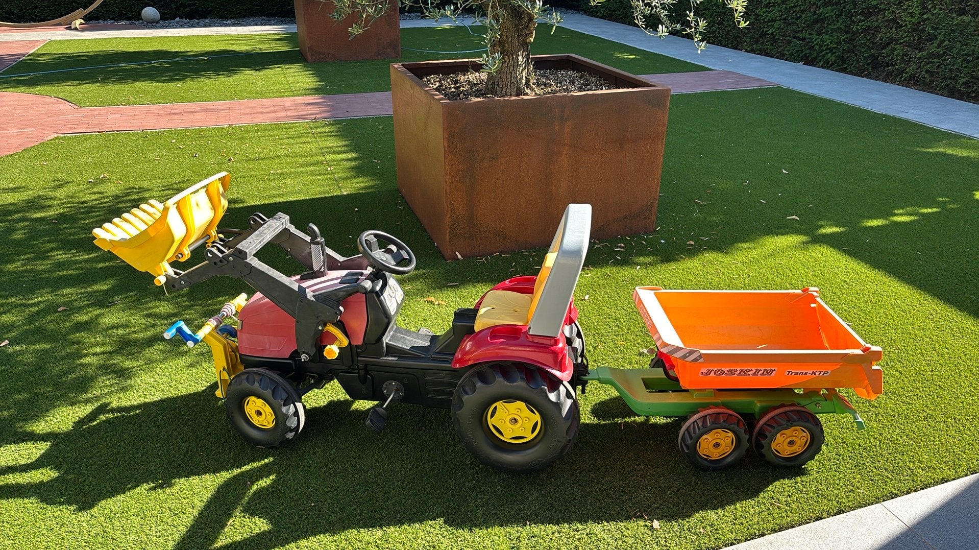 Rolly Toys traptractor met voorlader, Joskin aanhanger en, Ophalen, Gebruikt