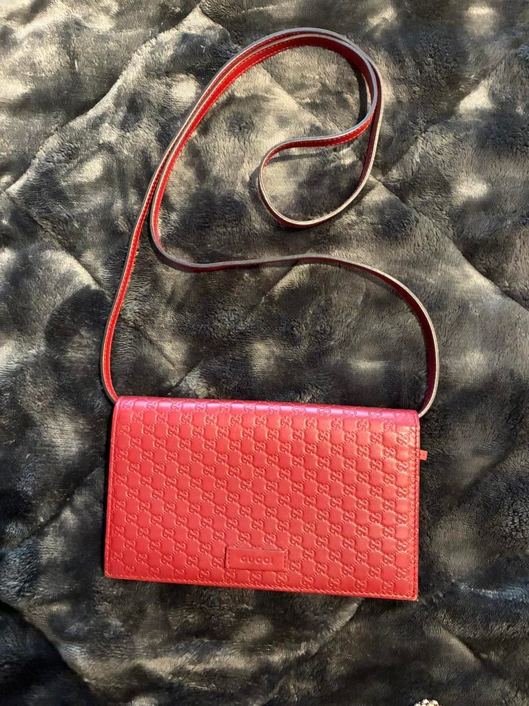 Gucci red Micro GG Guccissima crossbody, Enlèvement ou Envoi, Comme neuf, Rouge