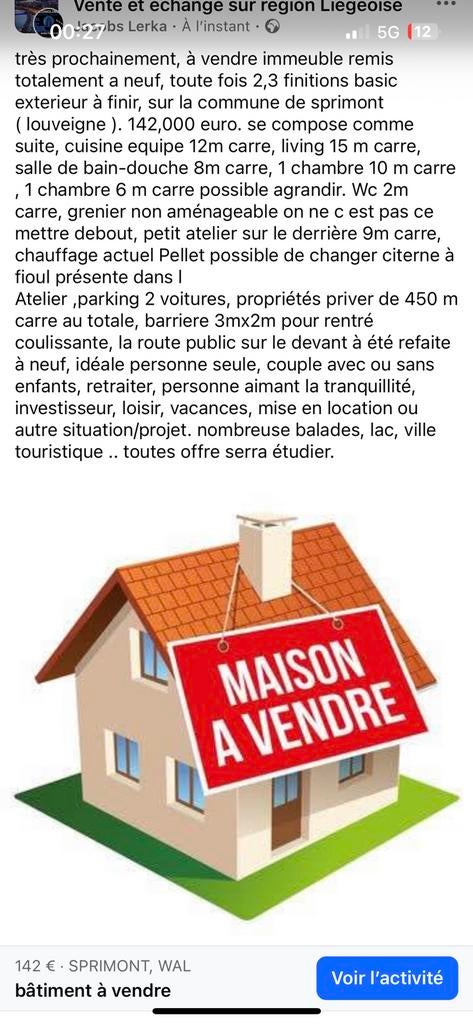 Te koop a vendre maison
