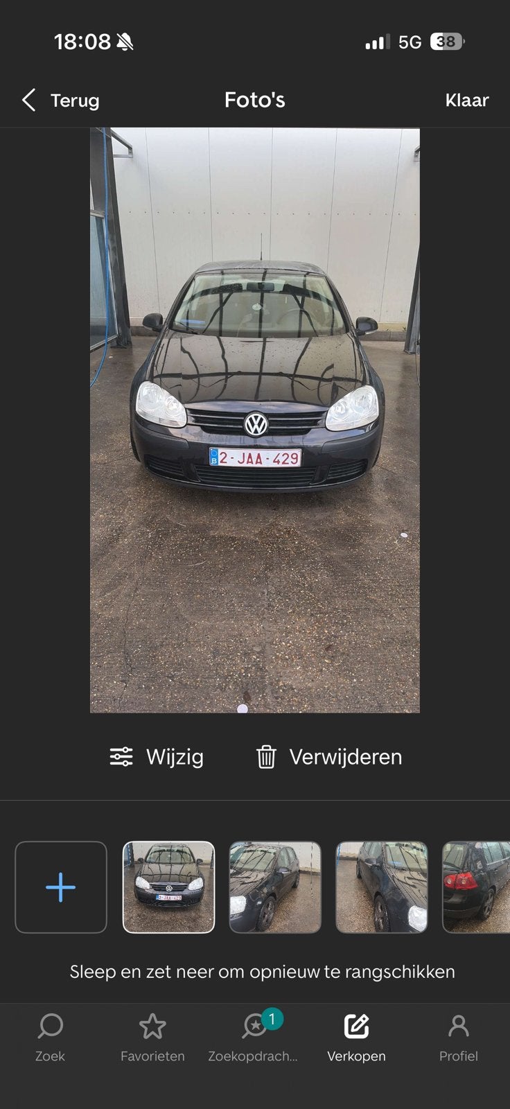 Volkswagen golf 5 2007, Auto's, Voorwielaandrijving, Stof, https://public.car-pass.be/verify/0785-3421-4126, Zwart