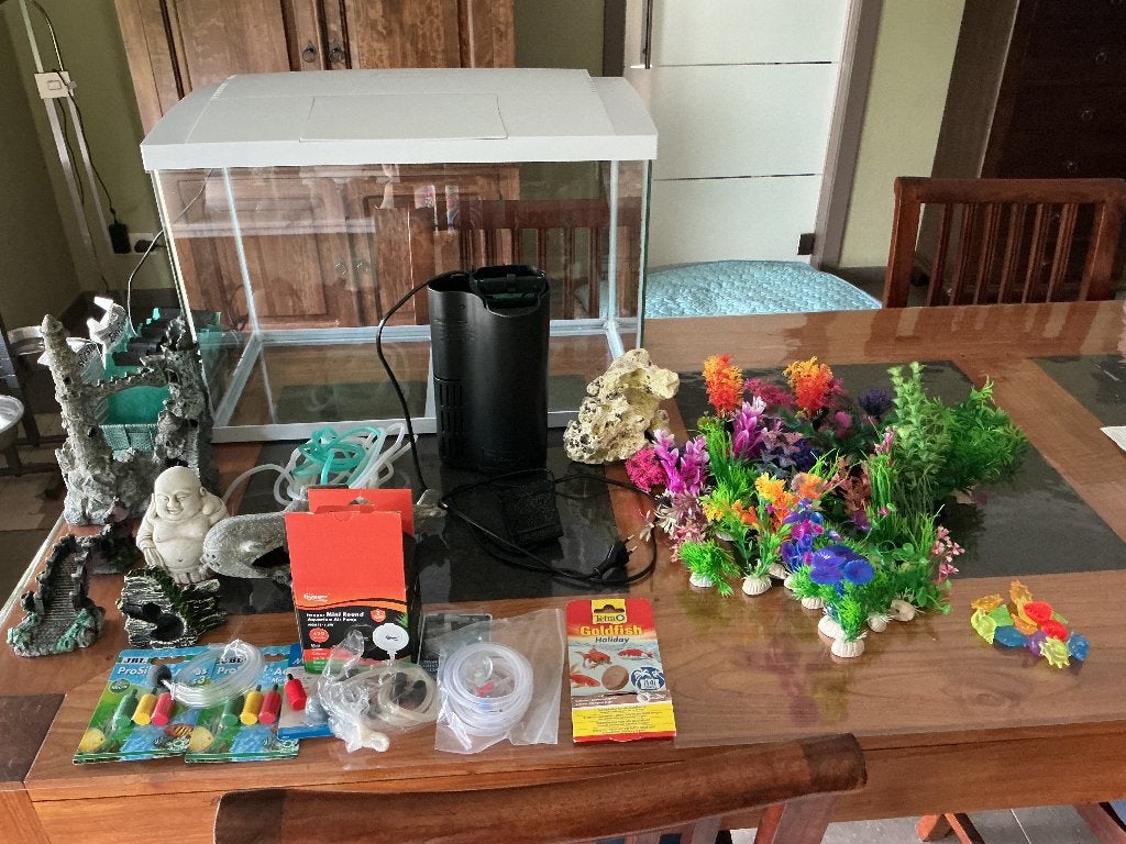 Aquarium 70 liter + veel toebehoren, Ophalen, Gebruikt, Inclusief deksel, Leeg aquarium