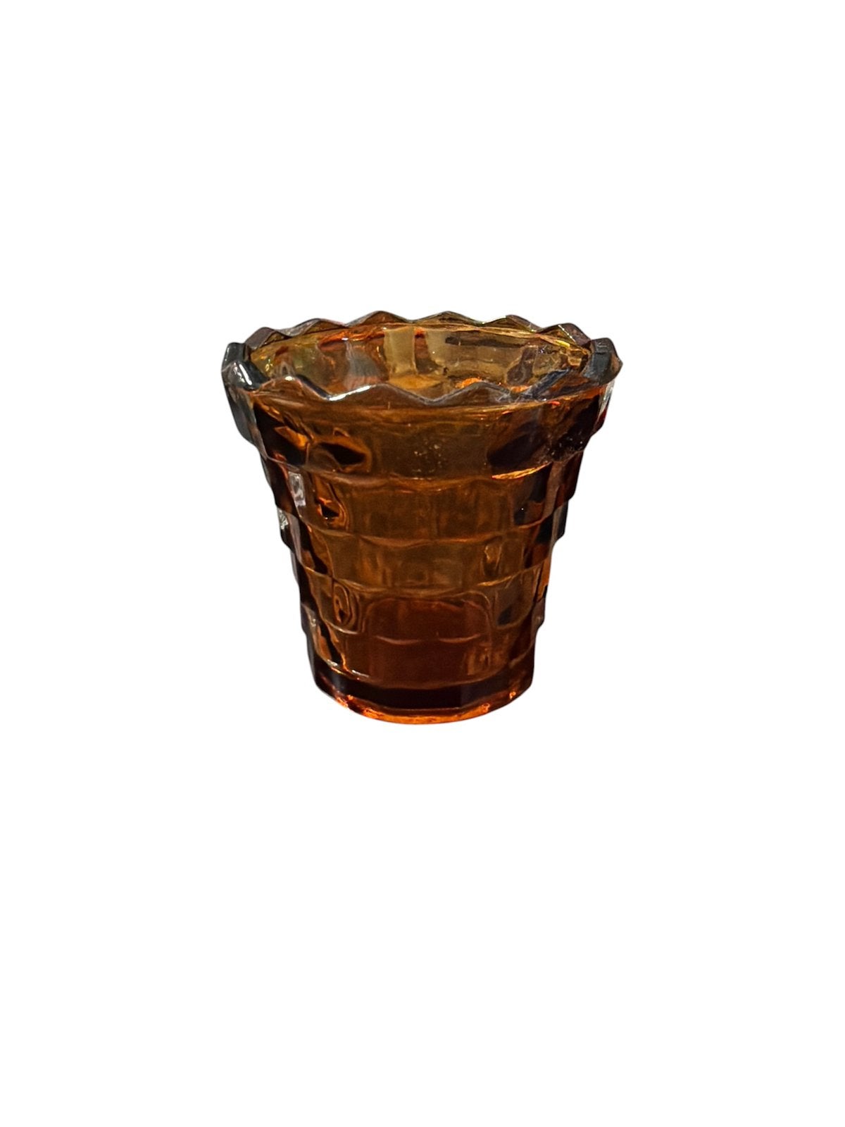 Petit Photophore / Vase vintage en verre ambré – Années 70, Enlèvement
