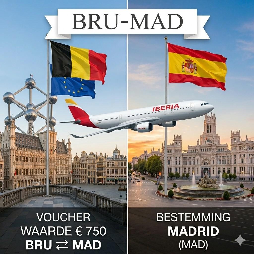 Iberia Voucher € 750 – Brussel (BRU) ⇄ Madrid (MAD), Tickets en Kaartjes, Vliegtuig, Kortingskaartje