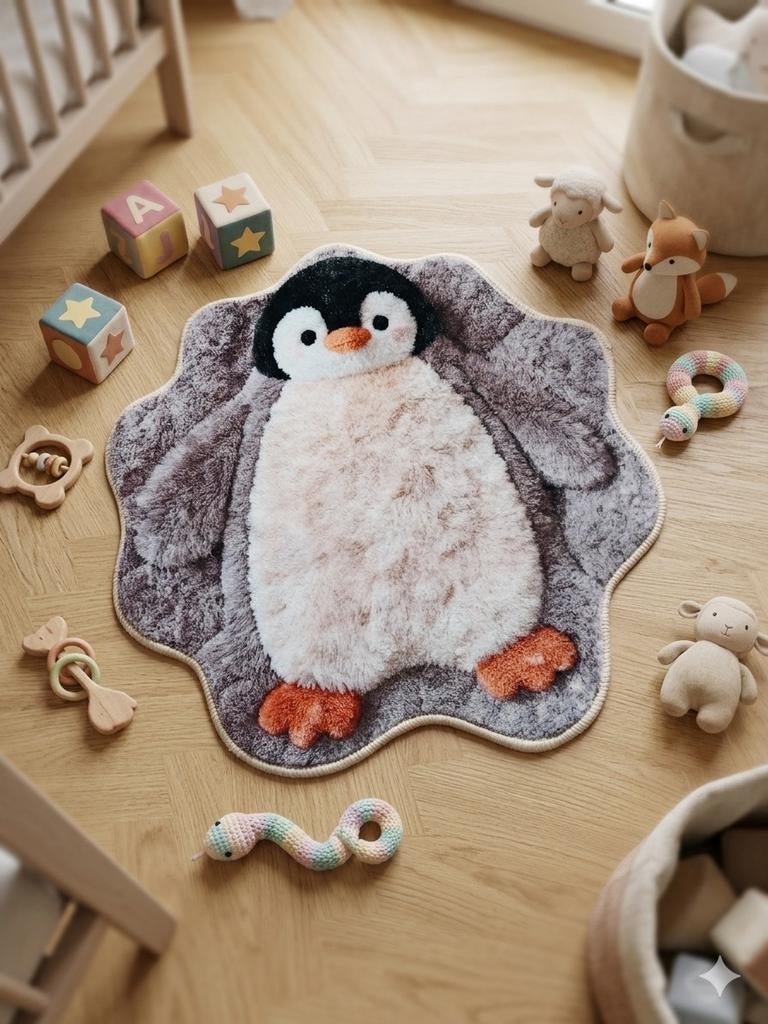 Penguin vloerkleed, 50 tot 100 cm, Nieuw, Overige vormen, Zwart