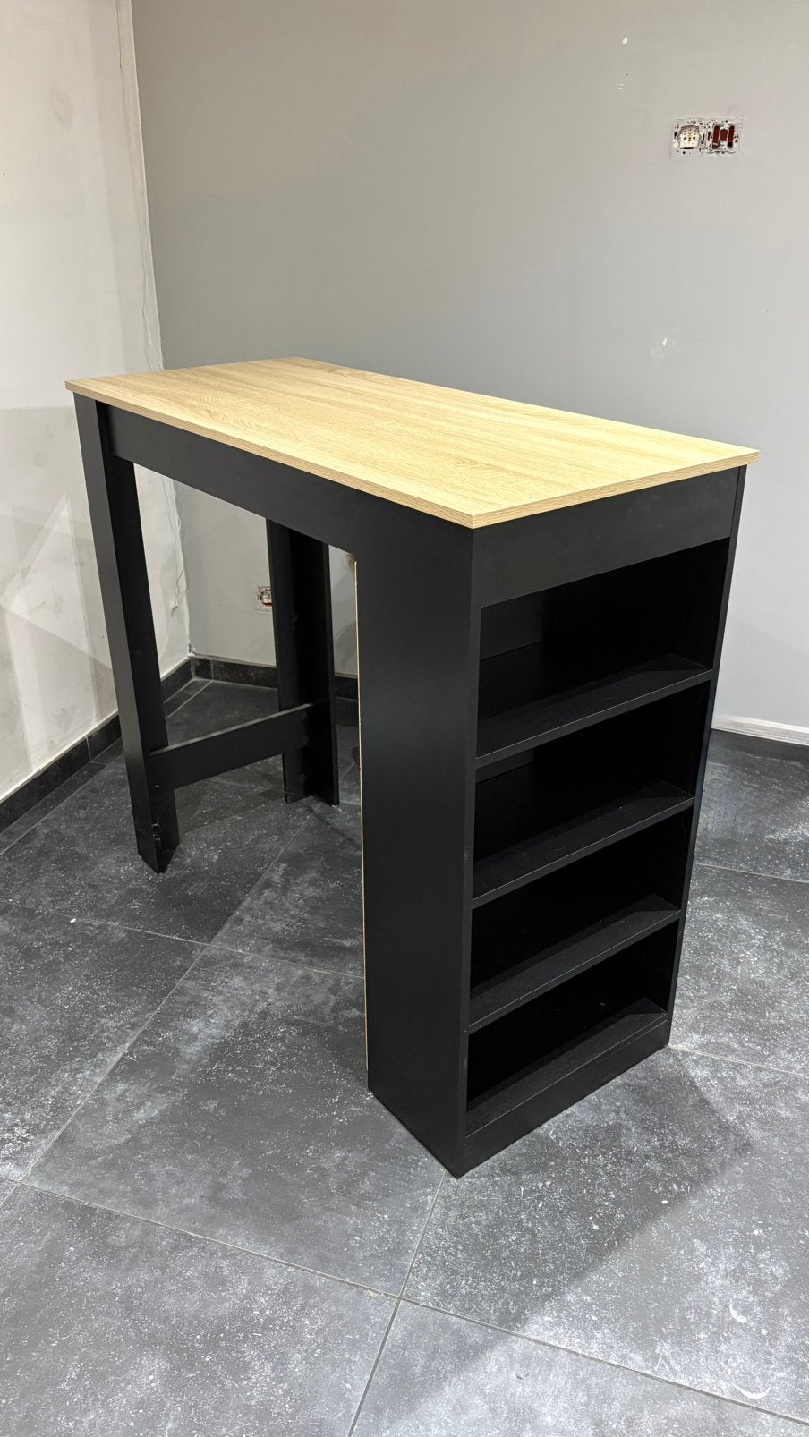 Table de bar avec rangement, Maison & Meubles, Enlèvement, Comme neuf, Noir, Bois