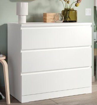 IKEA MALM dressoir met 3 laden, wit, 80x78 cm, Ophalen, Overige materialen, Moderne, nordique, suédois, épuré, classique, 50 tot 100 cm