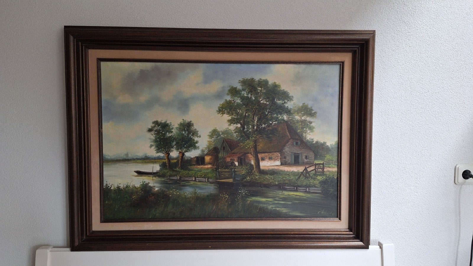 groot schilderij Cees Verbeek met certificaat, Antiquités & Art, Enlèvement, Vieux hollandais, Encadré, Toile