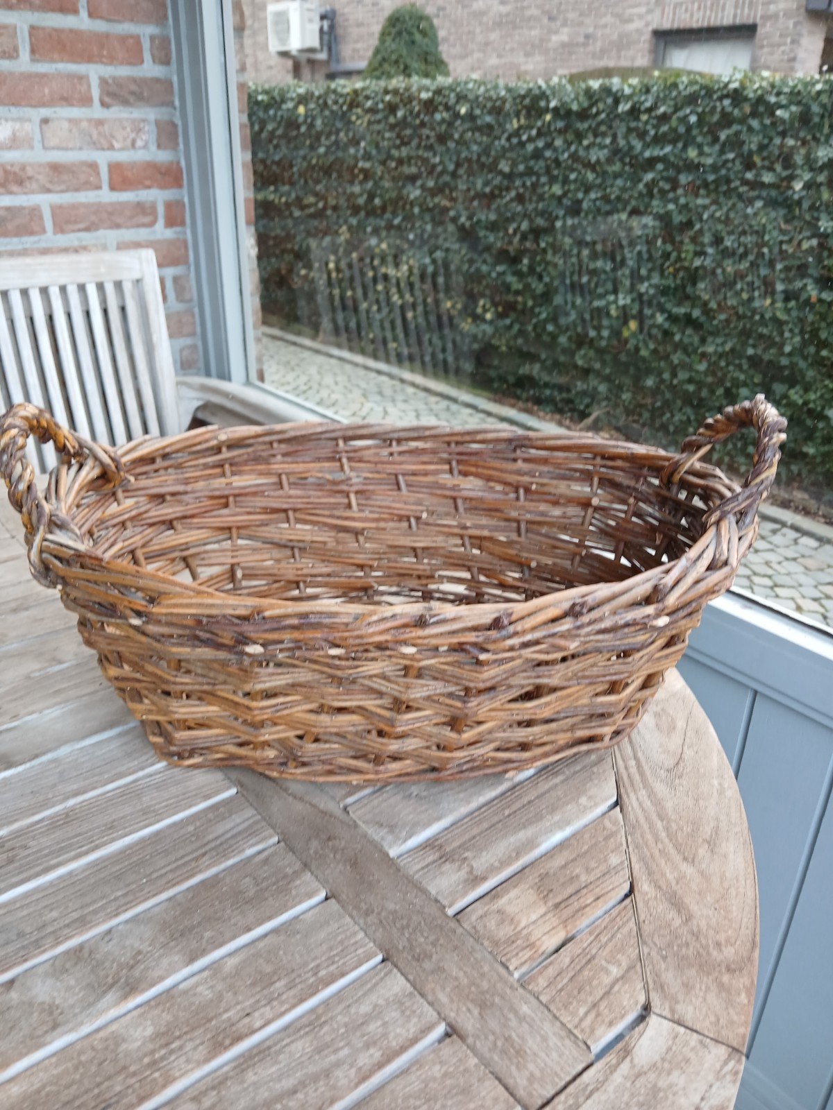 Grand panier en osier., Osier, Comme neuf, Enlèvement, Panier
