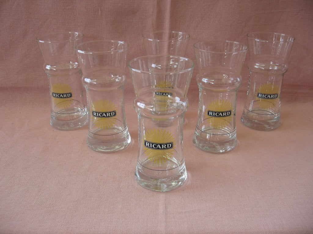 Ricard 6 glazen recht type O. Gagnere "stekkezon"., Verzamelen, Ophalen of Verzenden, Zo goed als nieuw, Gebruiksvoorwerp