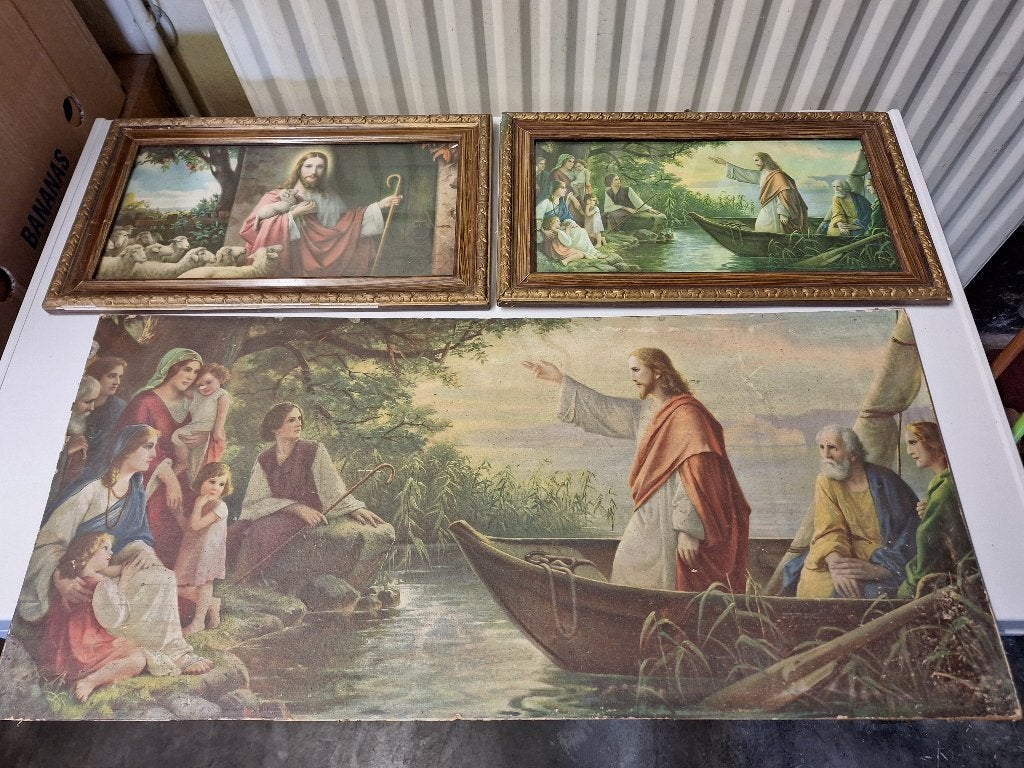 Twee mooie religieuze kaders, Antiek en Kunst, Ophalen of Verzenden