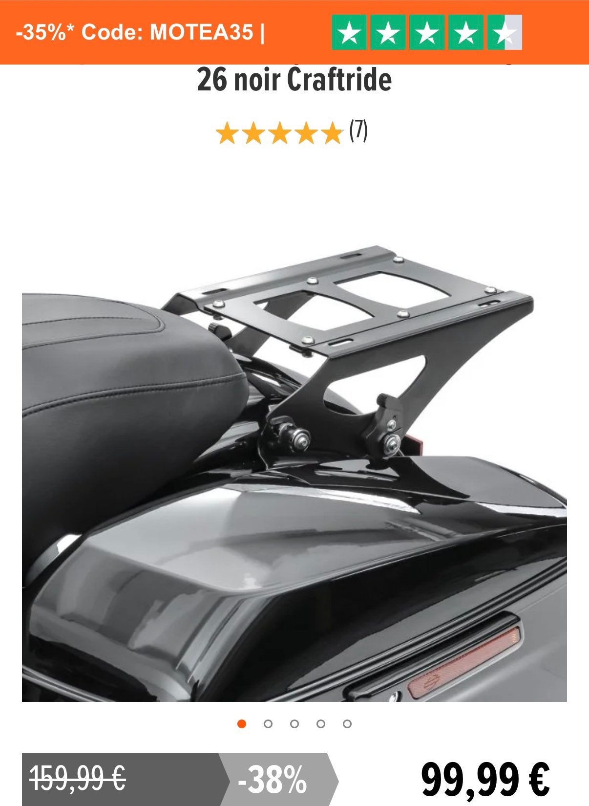 Support démontable tour pack , top caisse Harley Touring, Motoren, Ophalen of Verzenden