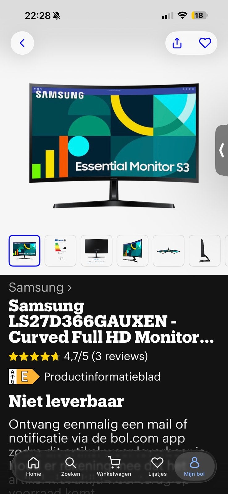 SAMSUNG MONITOR, Computers en Software, Monitoren, Ophalen, Zo goed als nieuw
