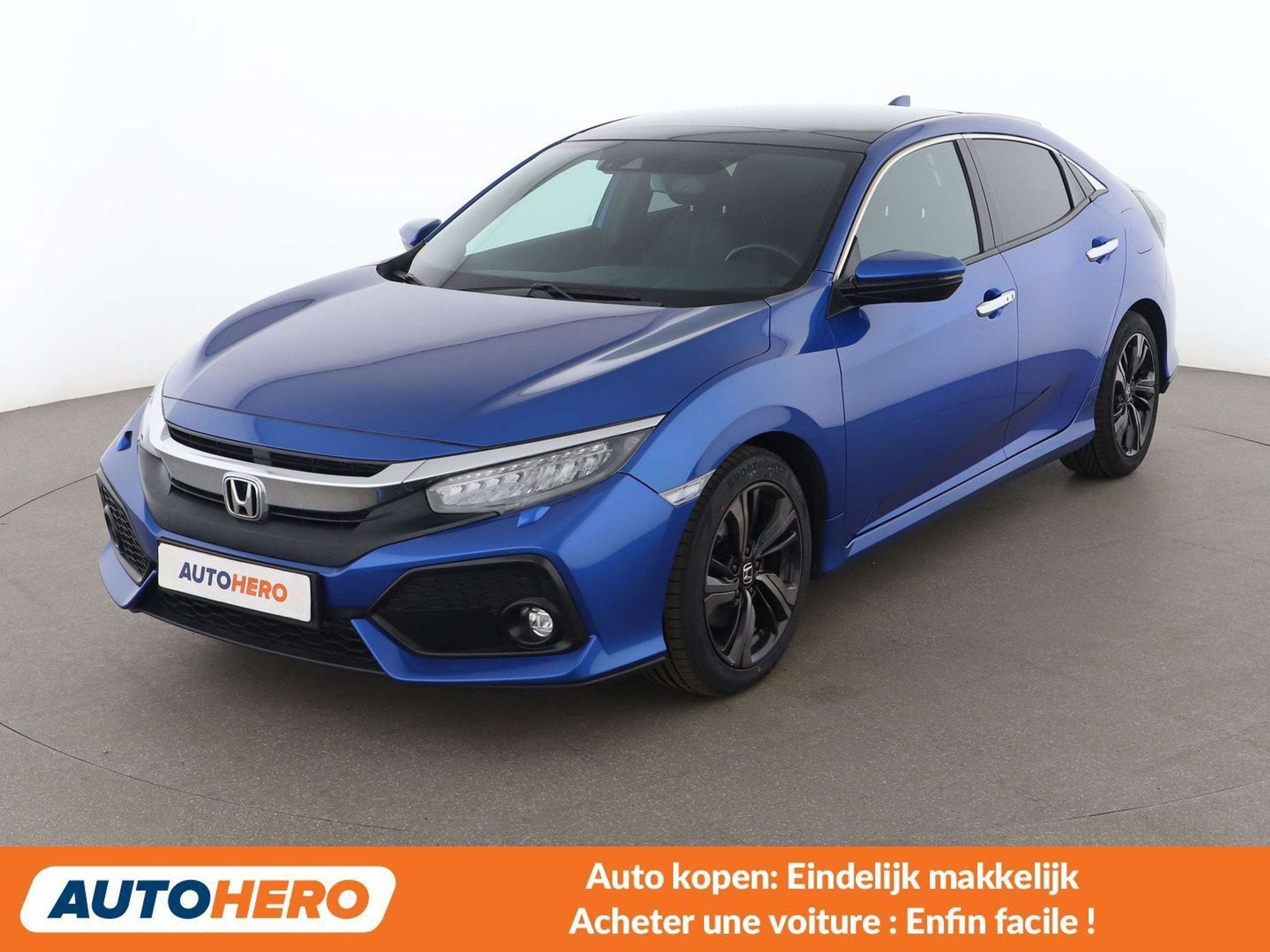 Honda Civic 1.5 VTEC Prestige (bj 2017, automaat), 182 pk, Zwart, Blauw, Leder