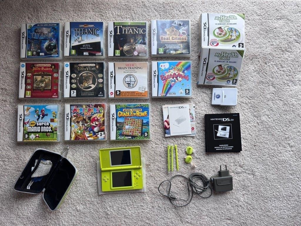 Nintendo DS Lite groen, Games en Spelcomputers, Spelcomputers | Nintendo Switch, Ophalen of Verzenden, Gebruikt, Met games